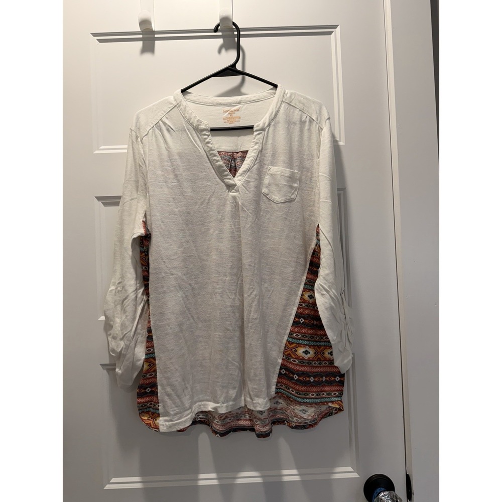 NorthCrest Boho Tunic Top – Women's XL – Southwestern Print Back Blouse